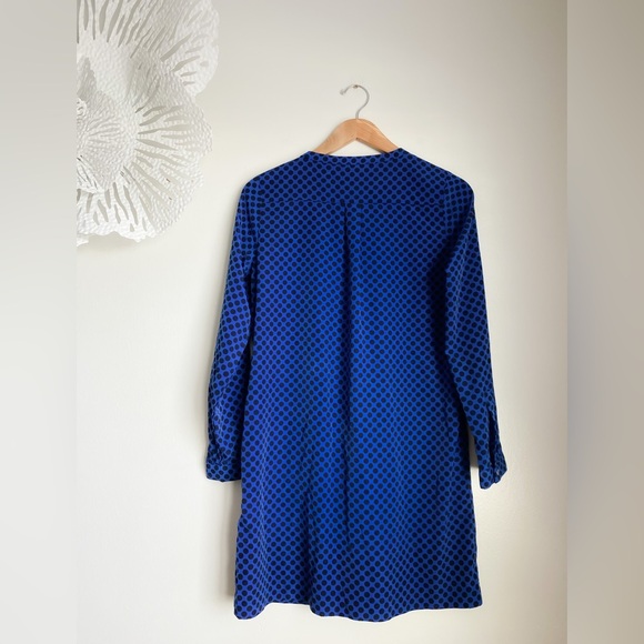 Gap Deborah Polka Dots Blue Black Shirt Dress Knee Shift Pop Over Long Pockets S - Picture 3 of 11